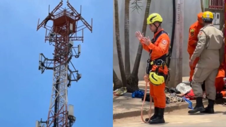 bombeiro-faz-oracao-enquanto-colega-resgata-homem-de-torre-em-goias